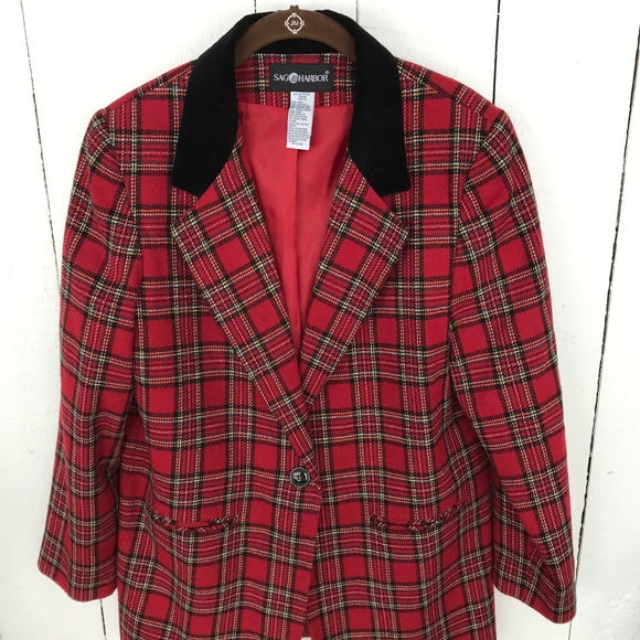Sag Harbor Jackets & Blazers - Sag Harbor tartan plaid red sport coat jacket